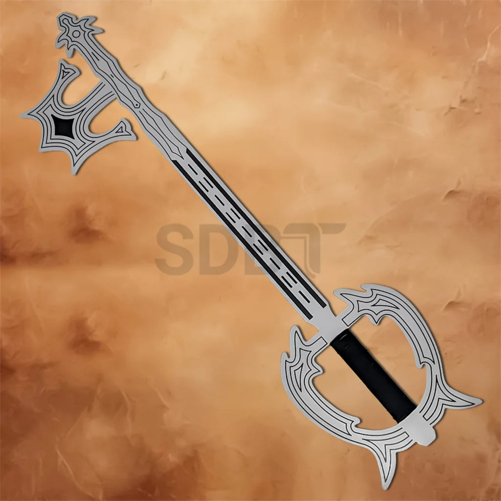 Full-length Kingdom Hearts Oblivion Keyblade replica showcasing its intricate silver blade, signature guard, and black grip.