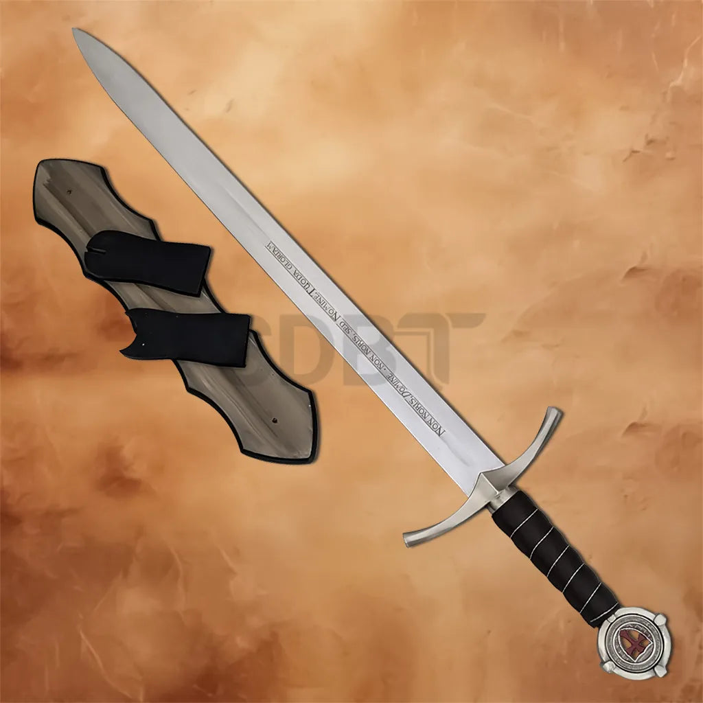 Knight’s Oath Templar Sword Replica with Scabbard and Belt Hanger