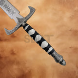 Detailed view of the wrapped grip and decorative pommel on the Legend of the Seeker Sword of Truth Replica.
