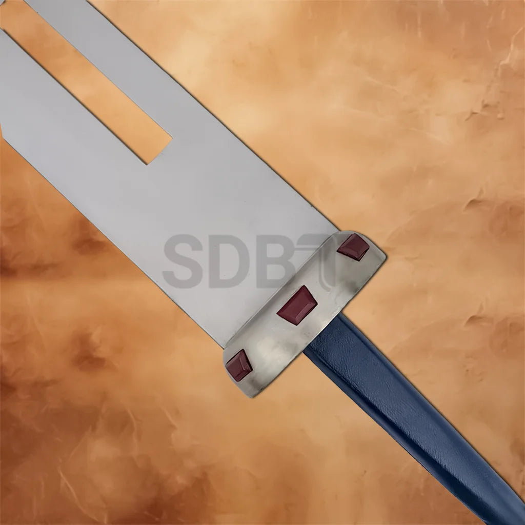 Detailed view of the Link Ranger Sword Replica showcasing the silver guard with red accents, polished blade, and game-inspired craftsmanship.