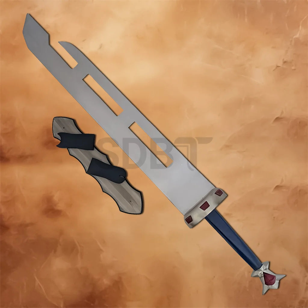 Complete Link Ranger Sword Replica set including the fantasy-inspired sword and wooden wall display plaque, perfect for cosplay, gaming collections, and decorative display.