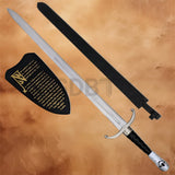 Longclaw Jon Snow 49-inch Stainless Steel Sword Replica complete set with black leather scabbard and Night's Watch display plaque