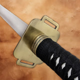 Detailed view of the Masamune Sephiroth Sword Mini Edition gold-tone guard and black handle wrapping.