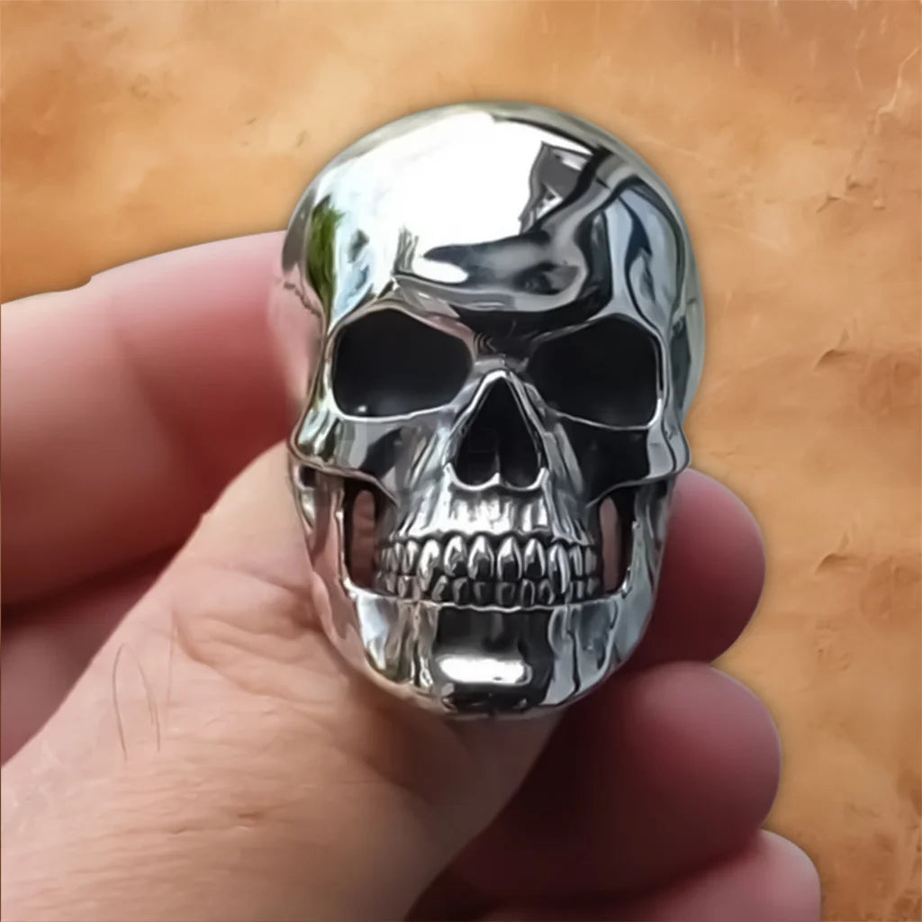 Men's Skull Statement ring crafted from stainless steel with a bold Gothic-inspired skull design.