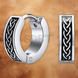 Full view of Viking hoop earrings with a polished stainless steel finish and classic Norse-inspired design.