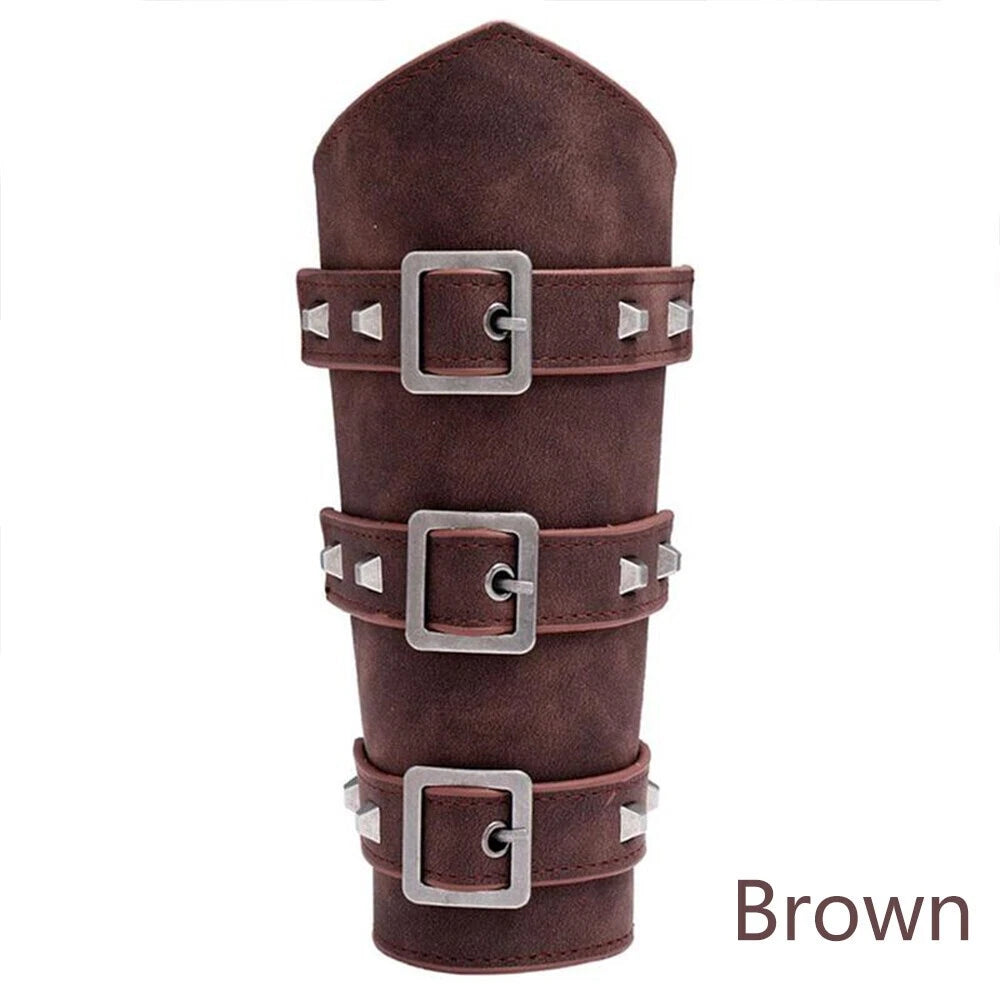 Medieval Knight PU Leather Bracers Arm Guards for Cosplay