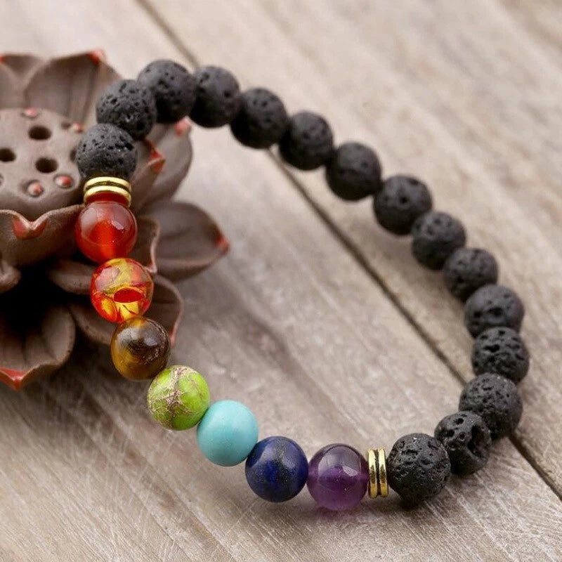 7 Chakra Crystal Gemstone Bead Bracelet for Men and Women