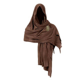 Medieval Hooded Cloak with Brooch Rustic Costume Cape