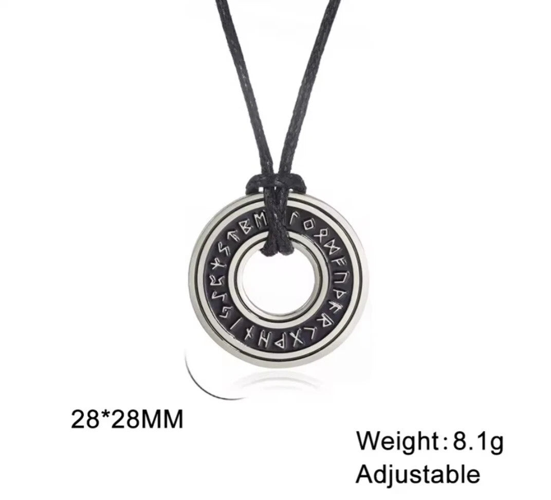 Norse Viking Rune Ring Pendant Necklace for Men & Women