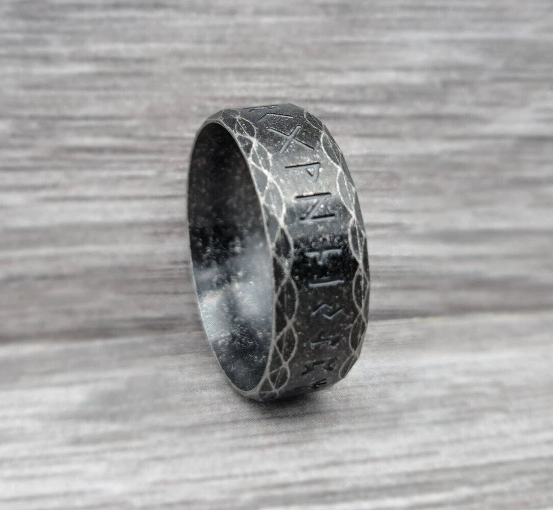 Unisex Nordic Viking Rune Engraved Ring Titanium Steel