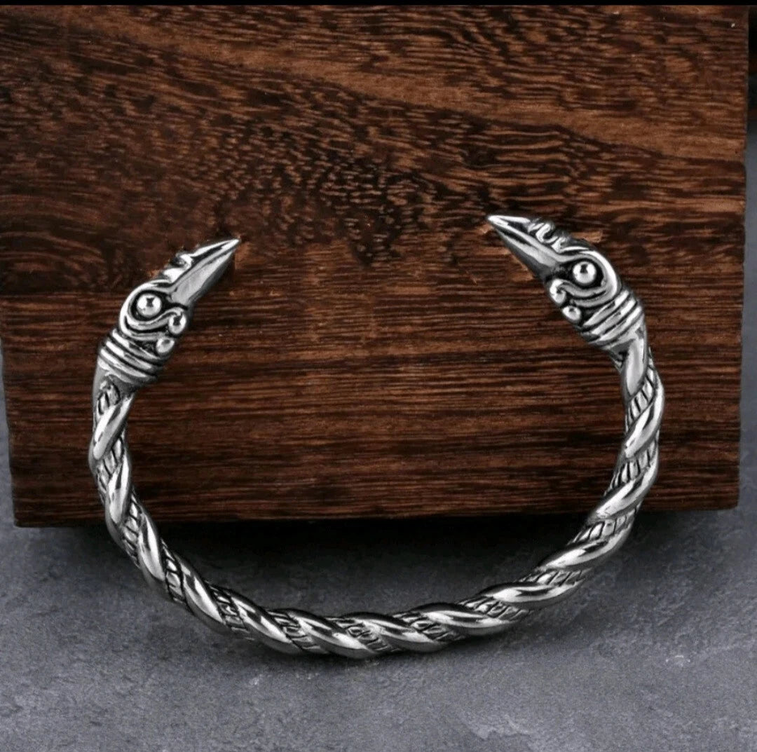 Unisex Viking Crow Head Bracelet