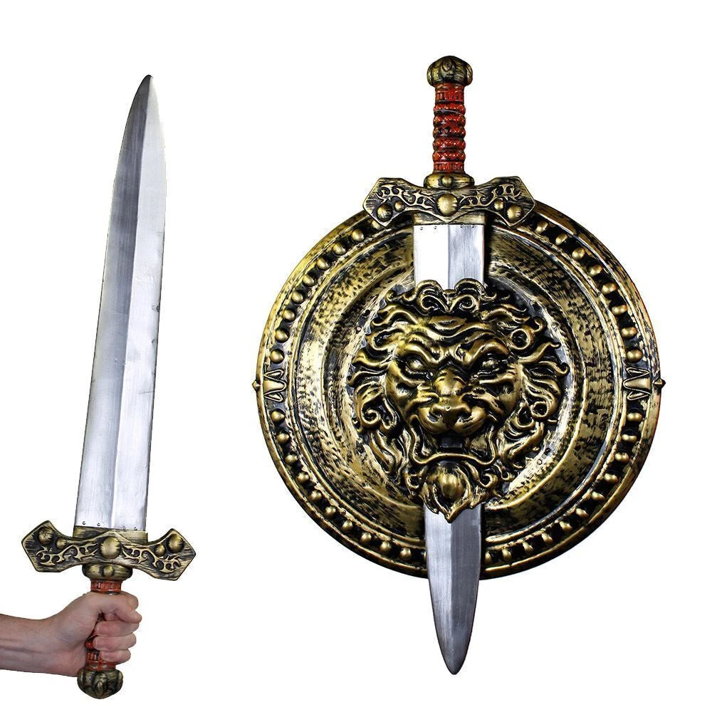 Lionheart Gold Gladiator Sword & Shield Costume Set
