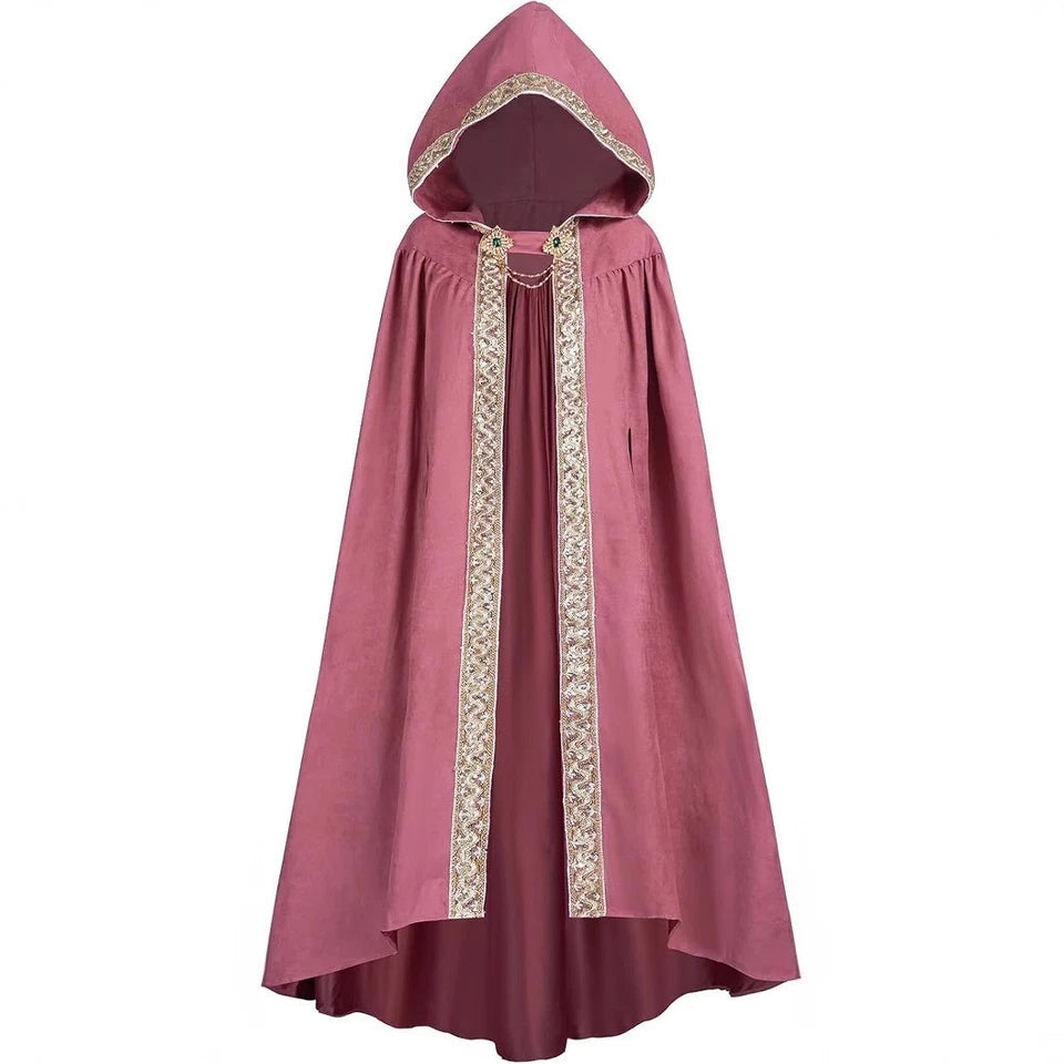 Women’s Medieval Hooded Cloak Retro Renaissance Witch Robe