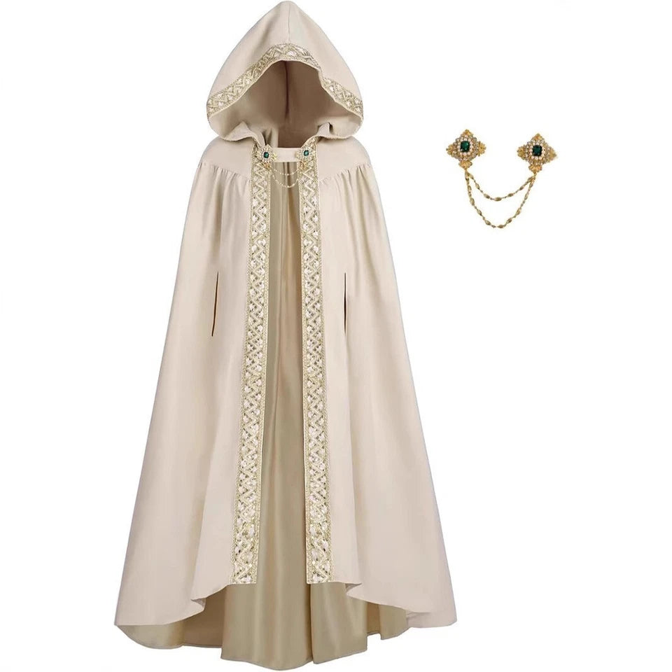 Women’s Medieval Hooded Cloak Retro Renaissance Witch Robe