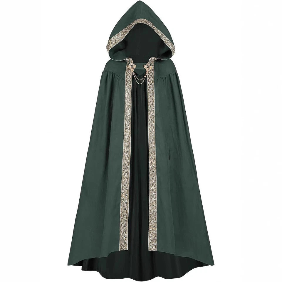 Women’s Medieval Hooded Cloak Retro Renaissance Witch Robe