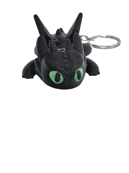 Articulated Toothless Dragon Keychain – Black or White