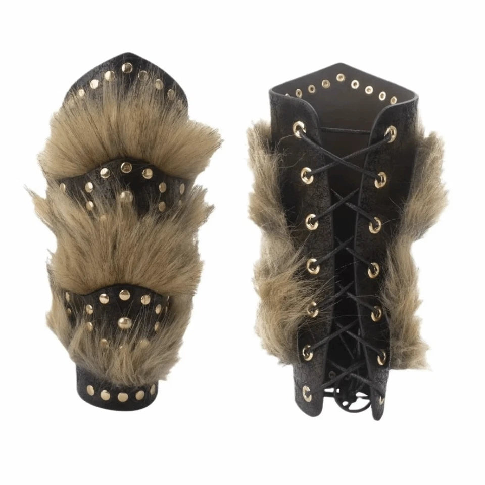 Medieval Viking PU Leather Bracers Arm Guards Cosplay