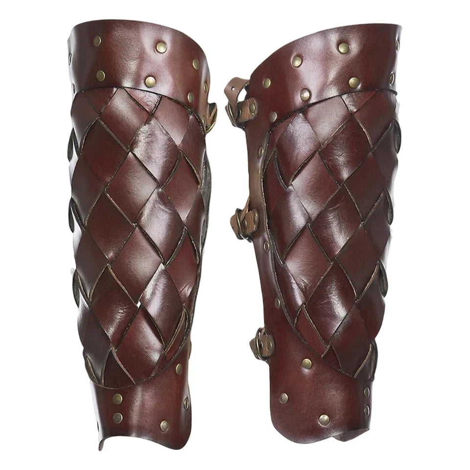 Medieval Leather Leg Guards for Men Cosplay Armour Pair
