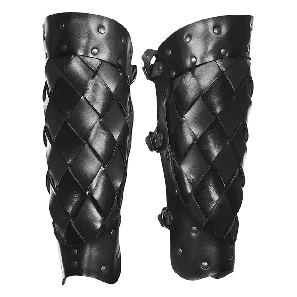 Medieval Leather Leg Guards for Men Cosplay Armour Pair