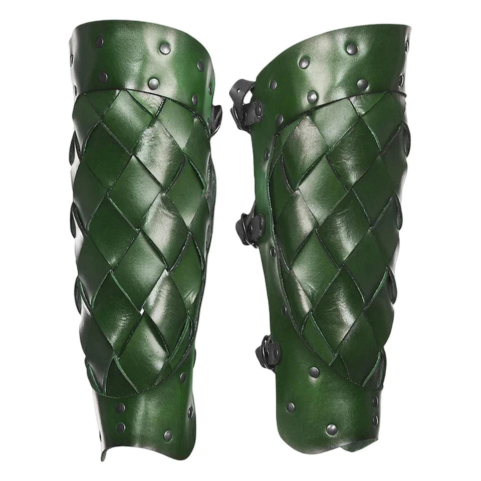 Medieval Leather Leg Guards for Men Cosplay Armour Pair