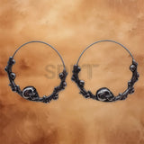 Skull Vine hoop earrings crafted from stainless steel with a Viking Gothic biker-inspired design.