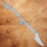 Full view of Star Trek Klingons Kahless The Unforgettable Ceremonial Bat'leth Replica with dual curved stainless steel blades and white cord-wrapped handle.