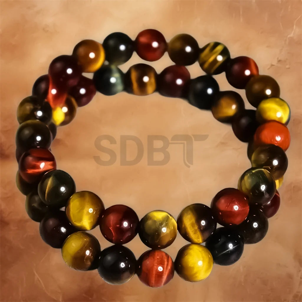Tiger Eye crystal gemstone bracelet for men and women featuring polished natural stone beads.