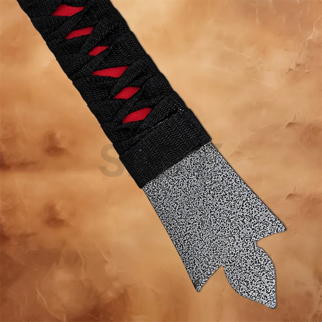 Detailed view of the textured fantasy blade on the Volkoth Fantasy Axe Replica with a rugged stone-like finish.