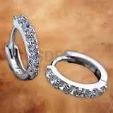 Women's 925 sterling silver crystal hoop stud earrings with a sparkling polished finish.
