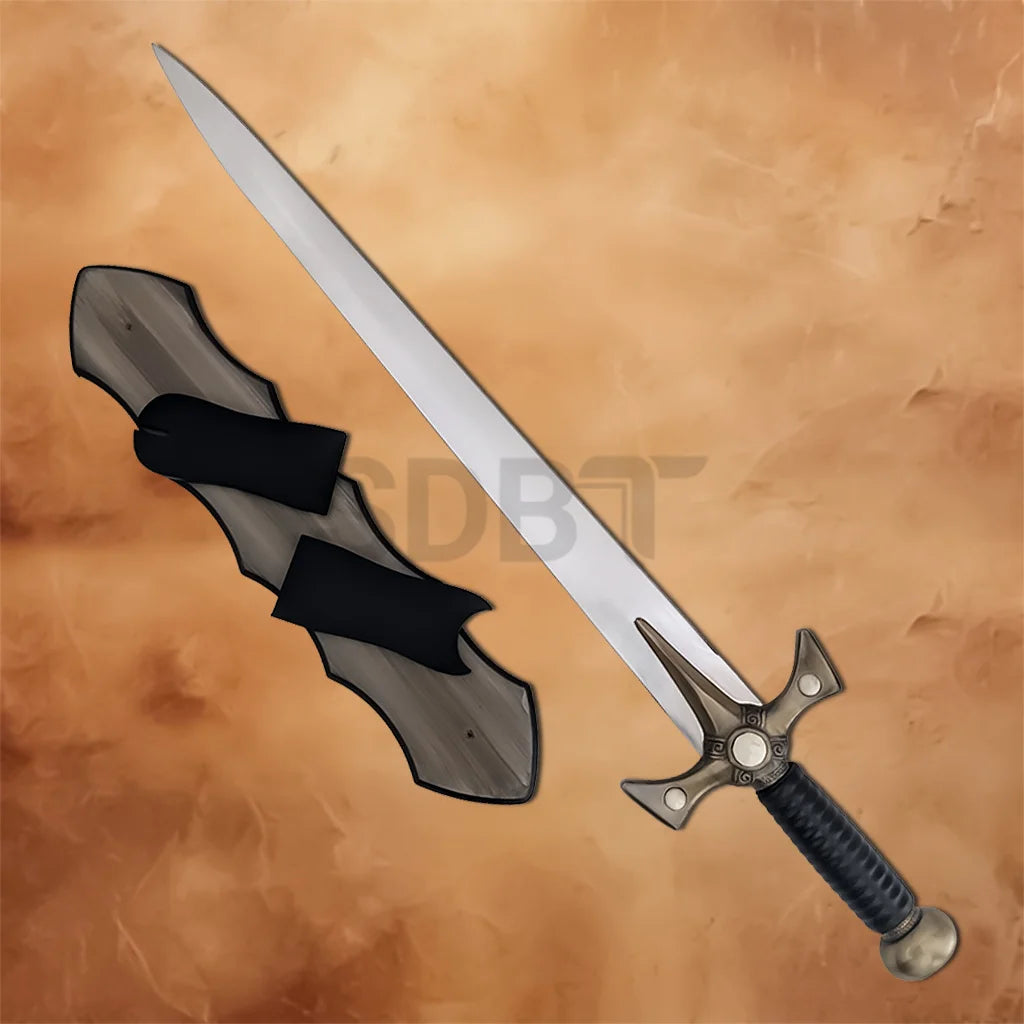 Xena Warrior Princess Sword Replica with polished stainless steel blade and wooden wall display plaque